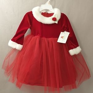 Christmas Dress Girls sz 24 2 Year Adorable Santa Red w White Fur NWT never worn